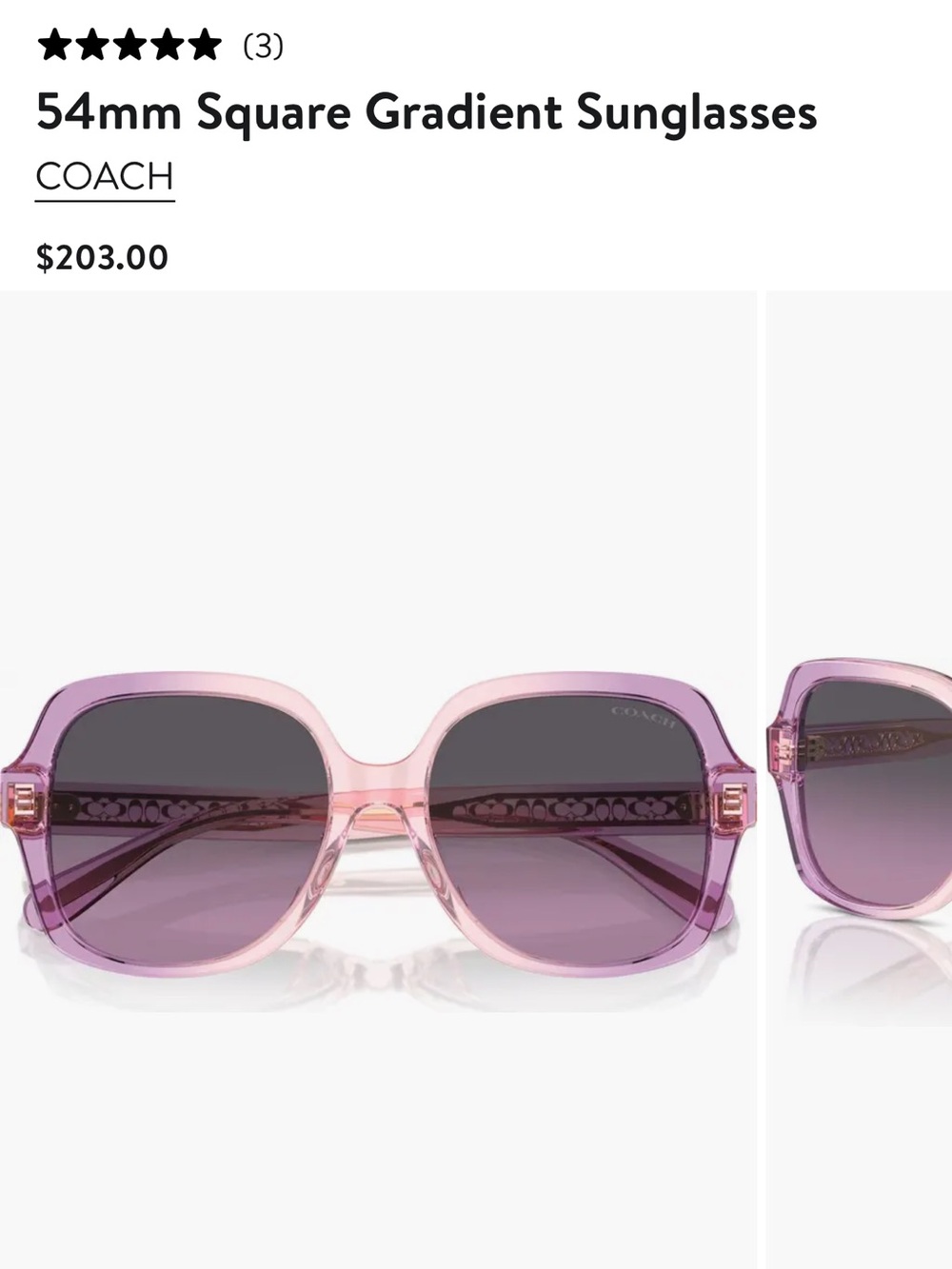 Coach Pink to Purple Gradient Square Sunglasses